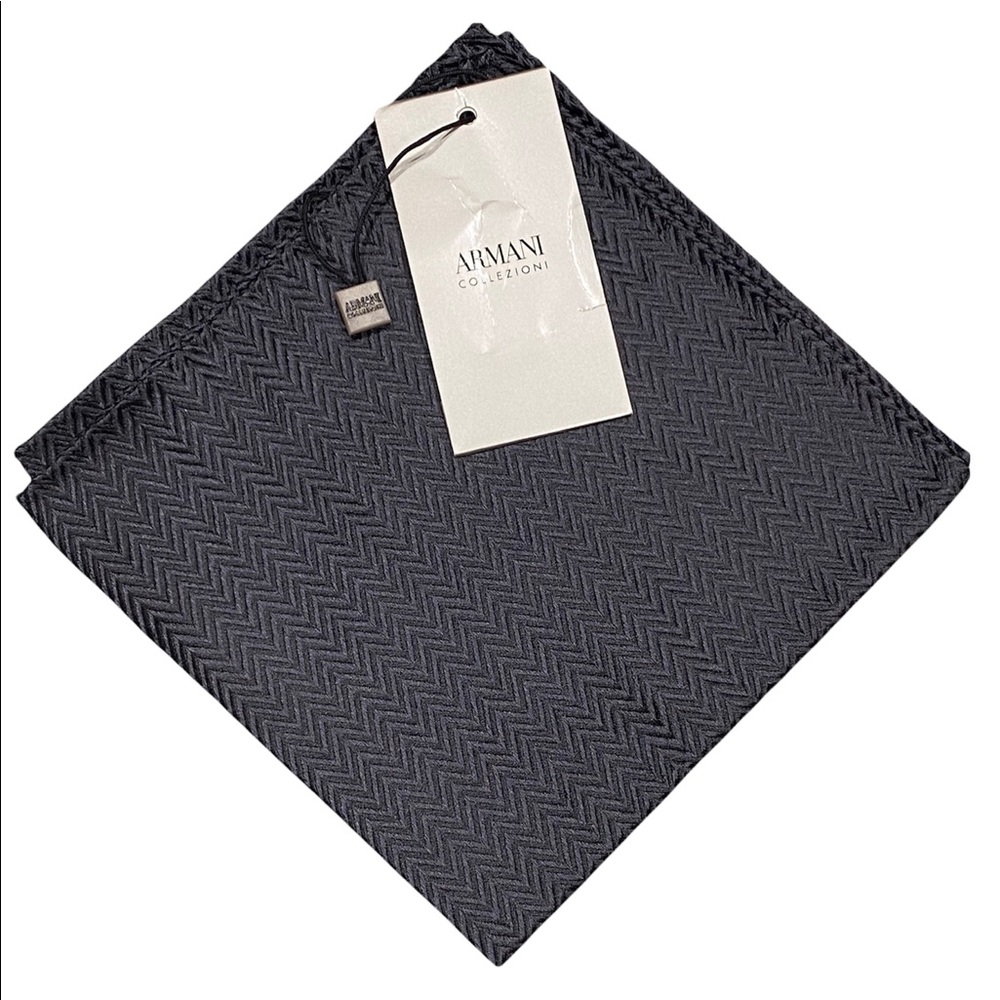 Armani Collezioni Zigzag Pocket Square - Charcoal
